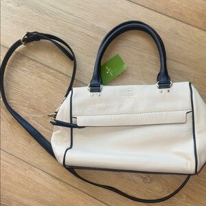 Kate Spade Cream and Black Satchel with Structured Design